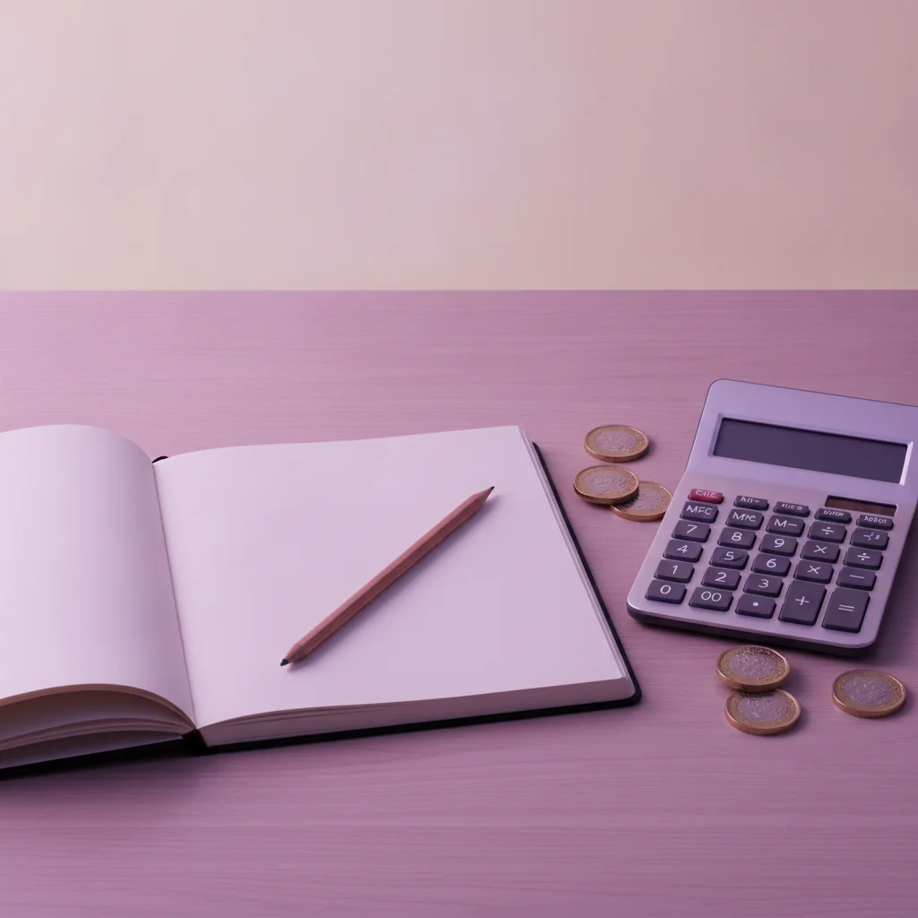 Calculator and notebook on a tidy workspace
